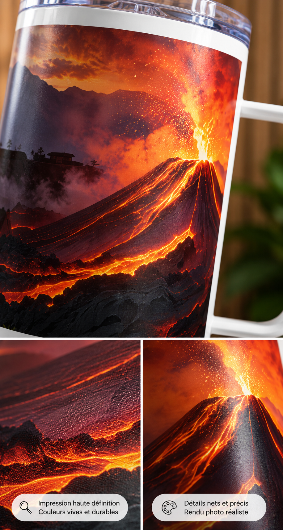 Mug de voyage avec anse en acier inoxydable – 739 ml | Isotherme et étanche